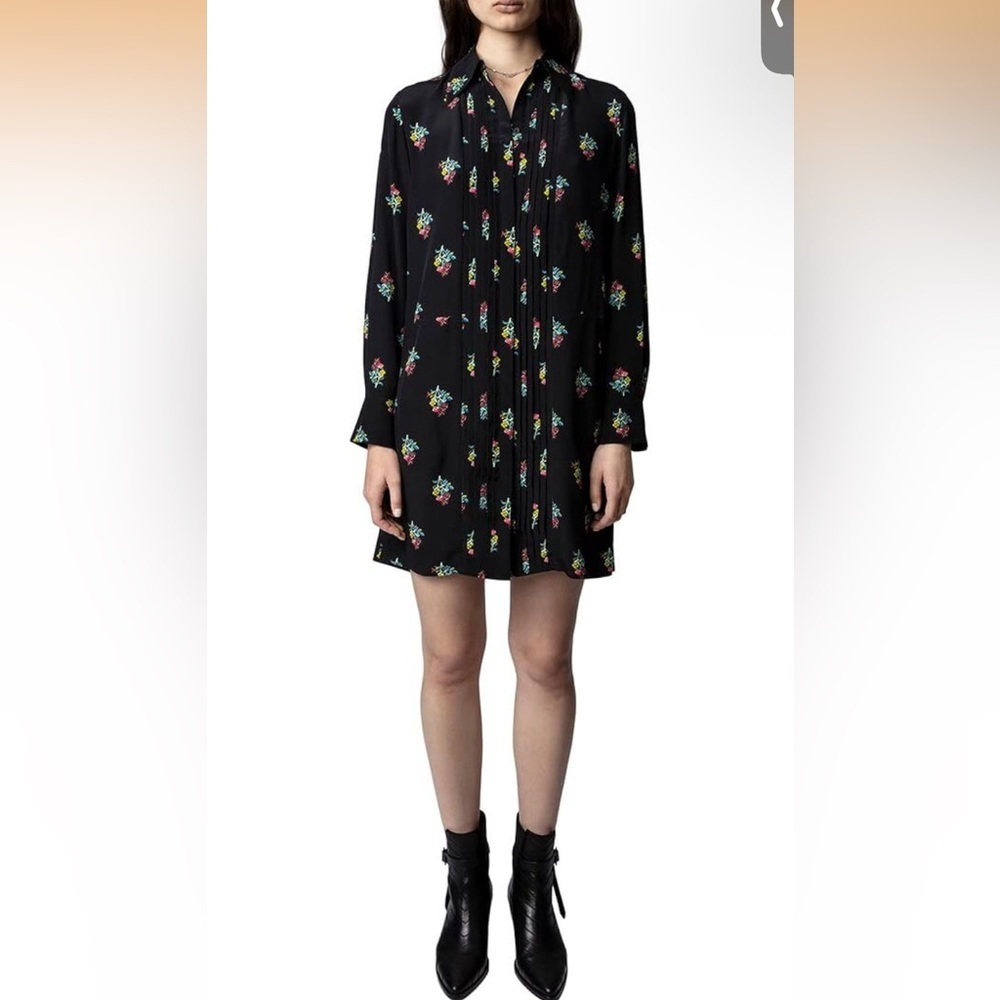 Zadig & Voltaire Blue Dress with Colorful Floral Design